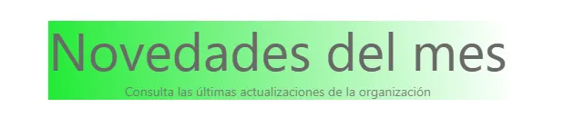 Encabezado en SharePoint con fondo degradado verde y texto Novedades del mes